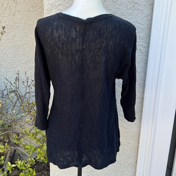 Eileen Fisher Blue Linen Knit V-Neck Sweater Women's Size XS - Picture 3 of 6